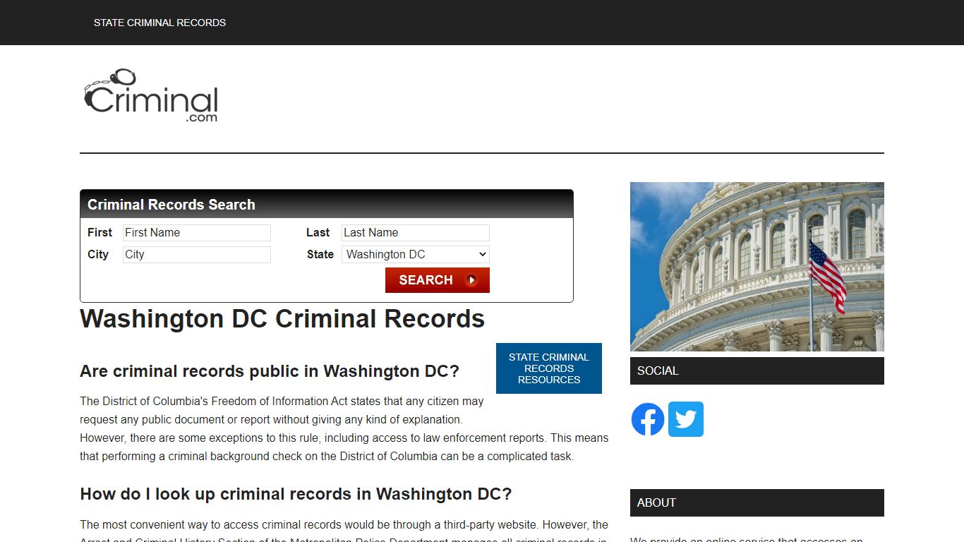 Washington DC Criminal Records